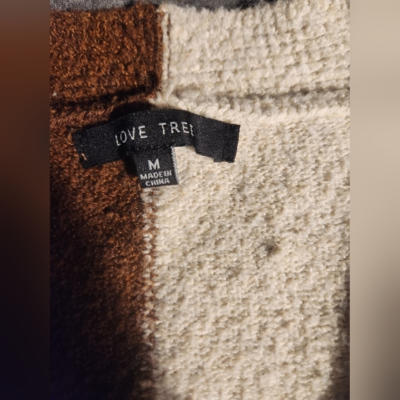 Love Tree Brown and Cream Button-Up Cardigan - Picture 2 of 3